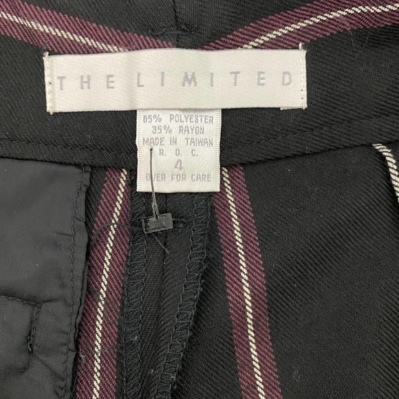 The Limited Womens Striped Trousers size 4 Black White Purple High Rise Wide Leg - Picture 6 of 7